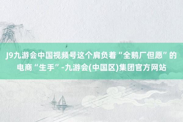 J9九游会中国视频号这个肩负着“全鹅厂但愿”的电商“生手”-九游会(中国区)集团官方网站