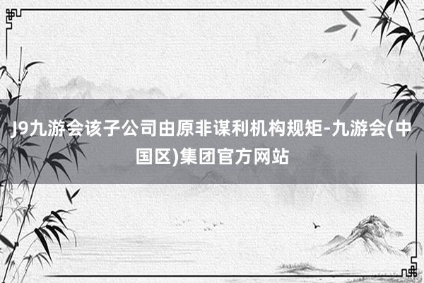 J9九游会该子公司由原非谋利机构规矩-九游会(中国区)集团官方网站