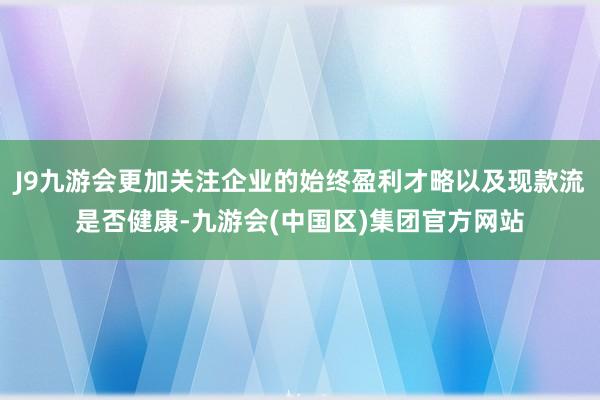 J9九游会更加关注企业的始终盈利才略以及现款流是否健康-九游会(中国区)集团官方网站