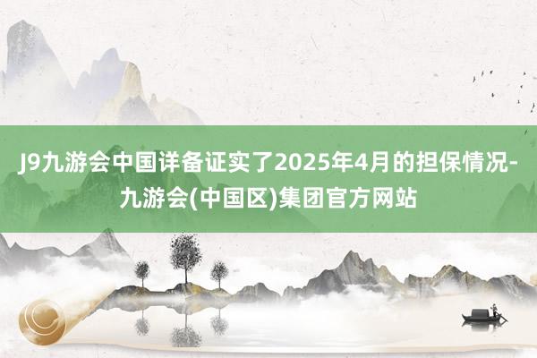 J9九游会中国详备证实了2025年4月的担保情况-九游会(中国区)集团官方网站