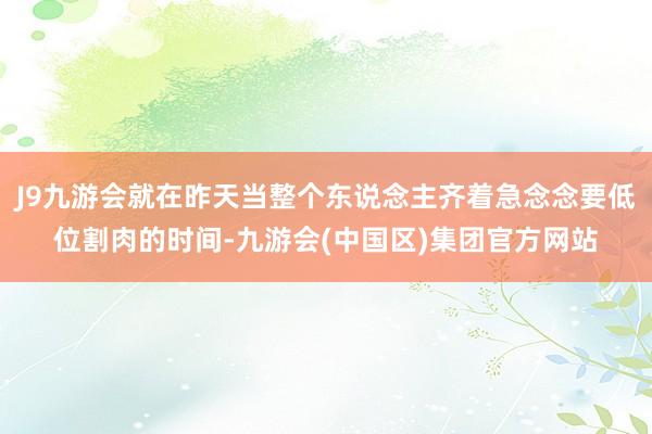 J9九游会就在昨天当整个东说念主齐着急念念要低位割肉的时间-九游会(中国区)集团官方网站