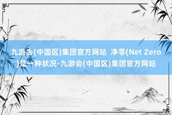 九游会(中国区)集团官方网站  净零(Net Zero)是一种状况-九游会(中国区)集团官方网站